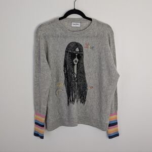 Lauren Moshi 100% Cashmere Sweater S Hippy Dreads Peace Love Happy Boho